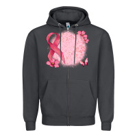 Smoke customized breast cancer ribbon and background Zipper Hoodie - MaliasSmallBusiness