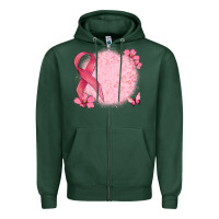 Sports Green customized breast cancer ribbon and background Zipper Hoodie - MaliasSmallBusiness