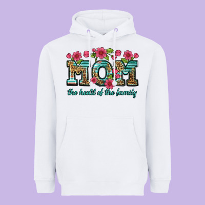 Mom The Heart Of The Family Heavyweight Hoodie Designed By Artiststas