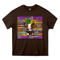 Chocolate Brown mardi gras cow Heavy Core Tee - Artiststas