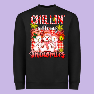 Chillin  With My Red Snowmies Heavyweight Sweatshirt Designed By Adodesignshop