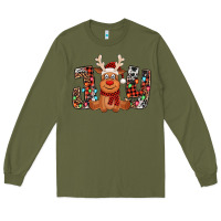 Army Green joy christmas reindeer Long Sleeve Tee - Jasminsmagicworld