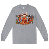 Heather Grey joy christmas reindeer Long Sleeve Tee - Jasminsmagicworld