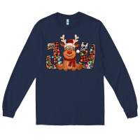 Navy joy christmas reindeer Long Sleeve Tee - Jasminsmagicworld