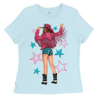 Western Pink With Stars And Cowgirl Ladies Tee | Teevron