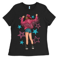 Black western pink with stars and cowgirl Ladies Tee - texasbilliewilder