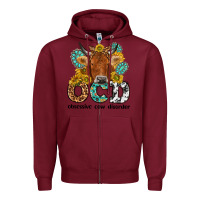 Burgundy obsessive cow disorder Zipper Hoodie - NancyCooperArtShop