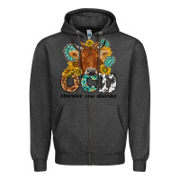 Charcoal Heather obsessive cow disorder Zipper Hoodie - NancyCooperArtShop