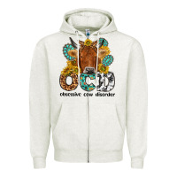 Oatmeal Heather obsessive cow disorder Zipper Hoodie - NancyCooperArtShop
