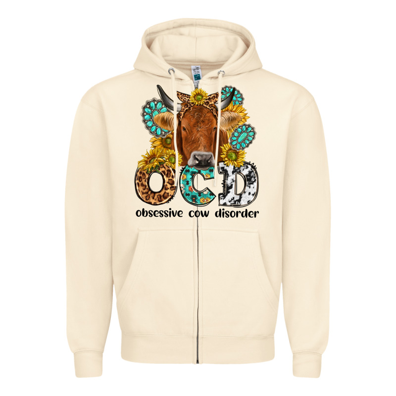 Obsessive Cow Disorder Zipper Hoodie by NancyCooperArtShop | Teevron