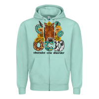 Seafoam obsessive cow disorder Zipper Hoodie - NancyCooperArtShop