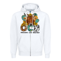 White obsessive cow disorder Zipper Hoodie - NancyCooperArtShop