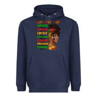 Navy god say i am juneteenth afro girl Heavyweight Hoodie - Artiststas