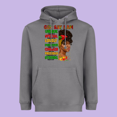 God Say I Am Juneteenth Afro Girl Heavyweight Hoodie Designed By Artiststas