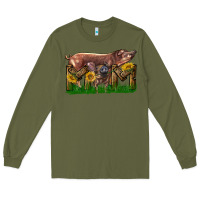 Army Green Western Mom With Duroc Pig And Baby Pig Long Sleeve Tee - LillyAllenDesigns
