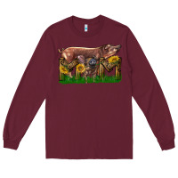 Burgundy Western Mom With Duroc Pig And Baby Pig Long Sleeve Tee - LillyAllenDesigns