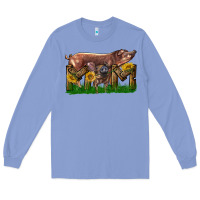 Colony Blue Western Mom With Duroc Pig And Baby Pig Long Sleeve Tee - LillyAllenDesigns