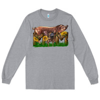 Heather Grey Western Mom With Duroc Pig And Baby Pig Long Sleeve Tee - LillyAllenDesigns