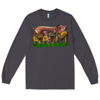 Smoke Western Mom With Duroc Pig And Baby Pig Long Sleeve Tee - LillyAllenDesigns