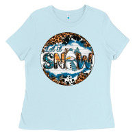 Baby Blue Let It Snow Ladies Tee - RanaPortraitStore