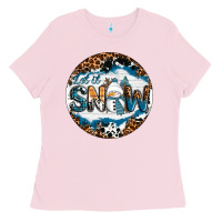 Bubblegum Pink Let It Snow Ladies Tee - RanaPortraitStore