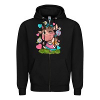 Black little cute cow Zipper Hoodie - NancyCooperArtShop