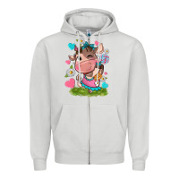 Dove Grey little cute cow Zipper Hoodie - NancyCooperArtShop