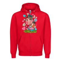 Red little cute cow Zipper Hoodie - NancyCooperArtShop