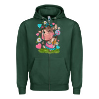 Sports Green little cute cow Zipper Hoodie - NancyCooperArtShop