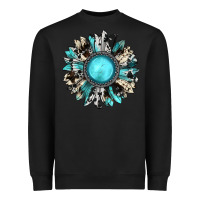 Black western sunflower gemstone Heavyweight Sweatshirt - JahusDesignShop