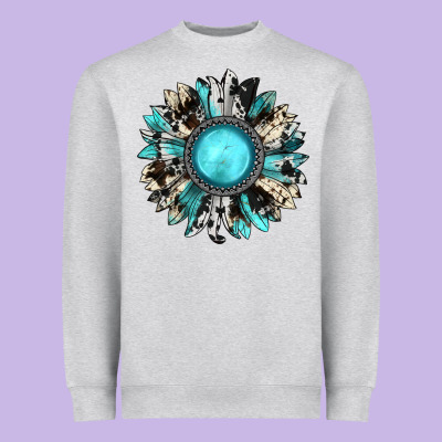 Western Sunflower Gemstone Heavyweight Sweatshirt Designed By Jahusdesignshop