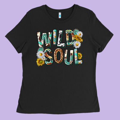 Ladies Tee western wild soul with sunflowers
