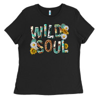 Black western wild soul with sunflowers Ladies Tee - texasbilliewilder