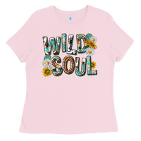 Bubblegum Pink western wild soul with sunflowers Ladies Tee - texasbilliewilder
