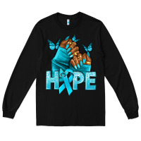 Black hope tealribbonovarian cancer nails Long Sleeve Tee - NancyCooperArtShop