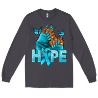 Smoke hope tealribbonovarian cancer nails Long Sleeve Tee - NancyCooperArtShop