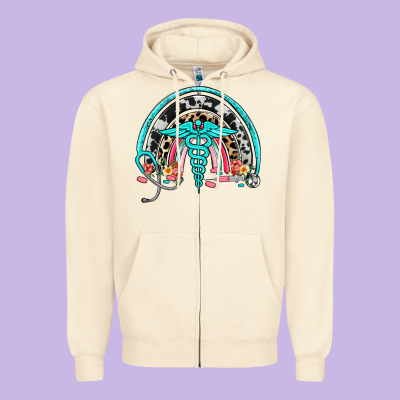 Nurse Rainbow Zipper Hoodie Designed By Nancycooperartshop