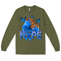 Army Green hope blueribboncolon cancer nails Long Sleeve Tee - NancyCooperArtShop