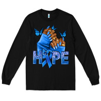 Black hope blueribboncolon cancer nails Long Sleeve Tee - NancyCooperArtShop