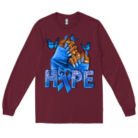Burgundy hope blueribboncolon cancer nails Long Sleeve Tee - NancyCooperArtShop