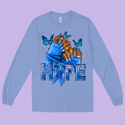 Hope Blueribboncolon Cancer Nails Long Sleeve Tee Designed By Nancycooperartshop