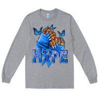 Heather Grey hope blueribboncolon cancer nails Long Sleeve Tee - NancyCooperArtShop