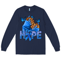 Navy hope blueribboncolon cancer nails Long Sleeve Tee - NancyCooperArtShop