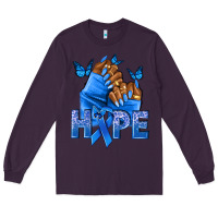 Plum hope blueribboncolon cancer nails Long Sleeve Tee - NancyCooperArtShop