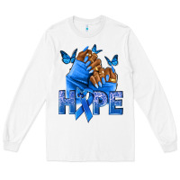 White hope blueribboncolon cancer nails Long Sleeve Tee - NancyCooperArtShop