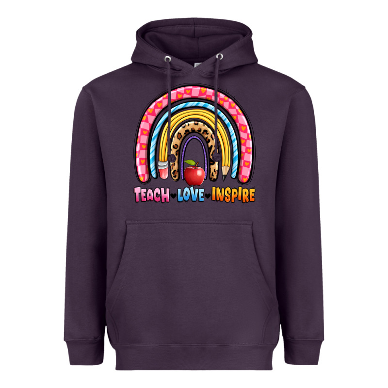 Teach Love Inspire Rainbow Heavyweight Hoodie by Artiststas | Teevron