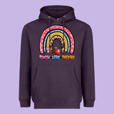 Teach Love Inspire Rainbow Heavyweight Hoodie Designed By Artiststas