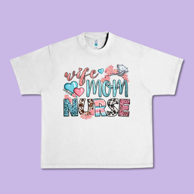 Wife Mom Nurse Urban Heavy Tee Designed By Bundleandbundleshop
