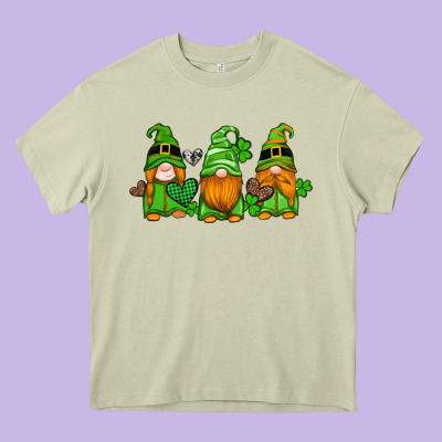 St Patricks Day Gnomes With Western Hearts And Shamrocks Heavy Core Tee Designed By Artiststas