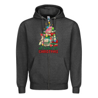 Charcoal Heather christmas book tree Zipper Hoodie - MaliasSmallBusiness